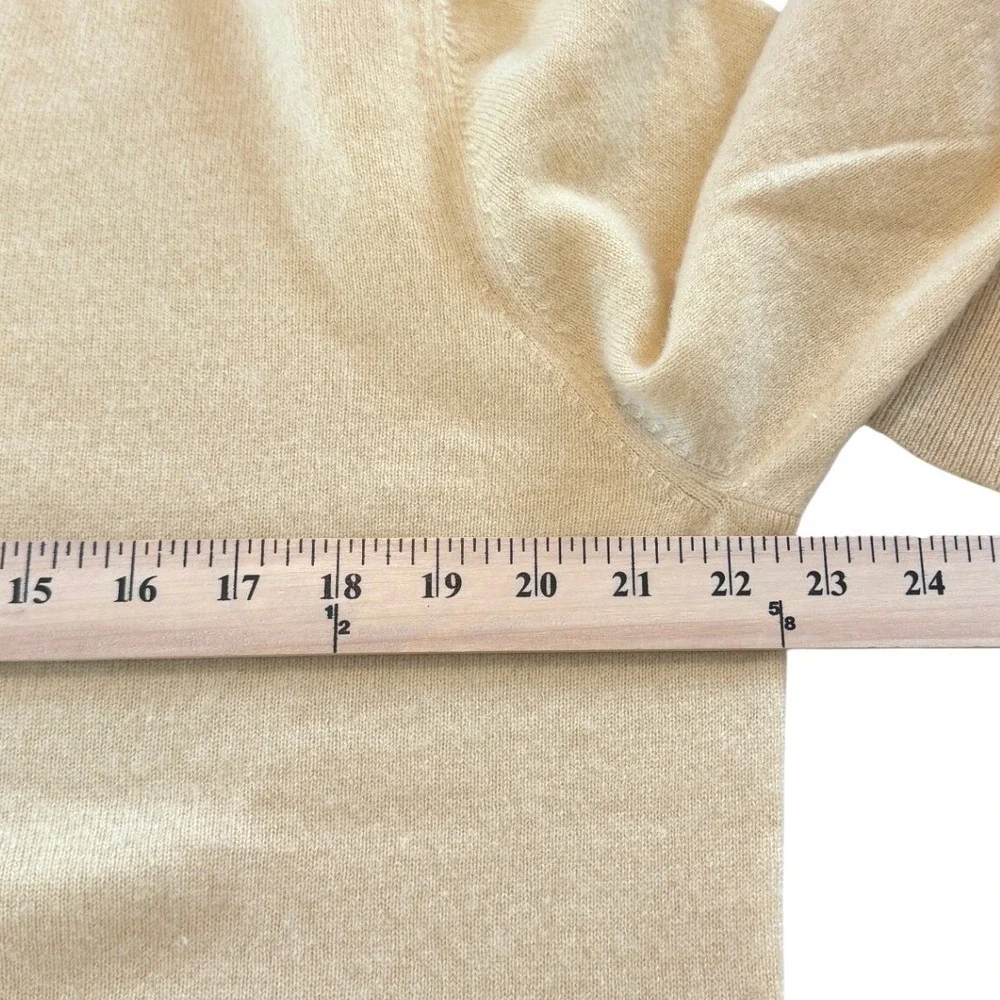 Lands'‎ End V-Neck Cashmere Sweater Yellow Mens L/T Tall Preppy Old Money
